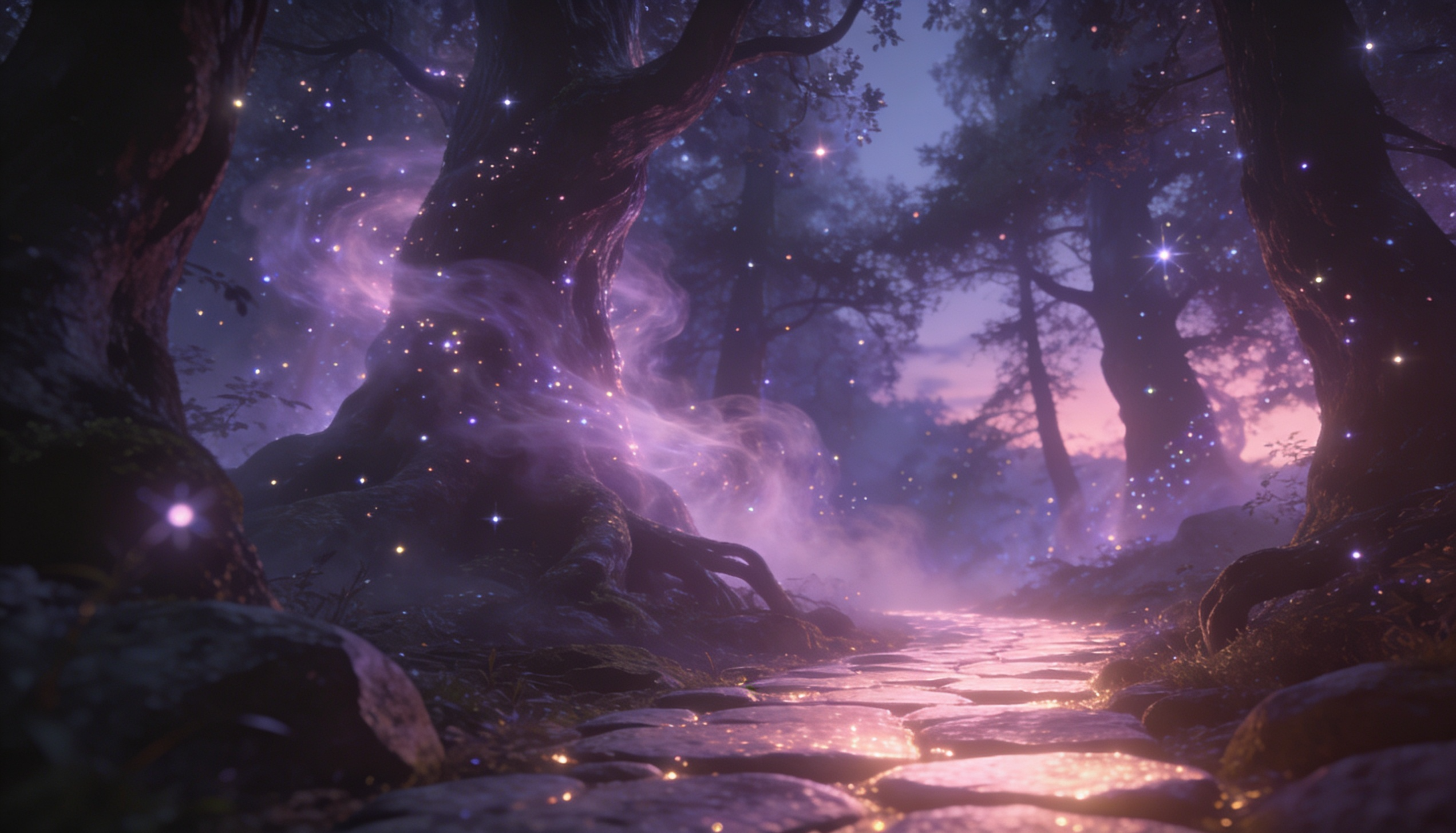 Enchanted fantasy forest background